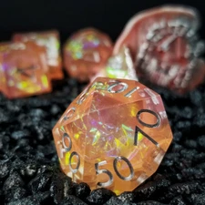 Sage's Enchanted Crystals Pink/Peach Silver Ink Sharp Edge Resin Dice Set