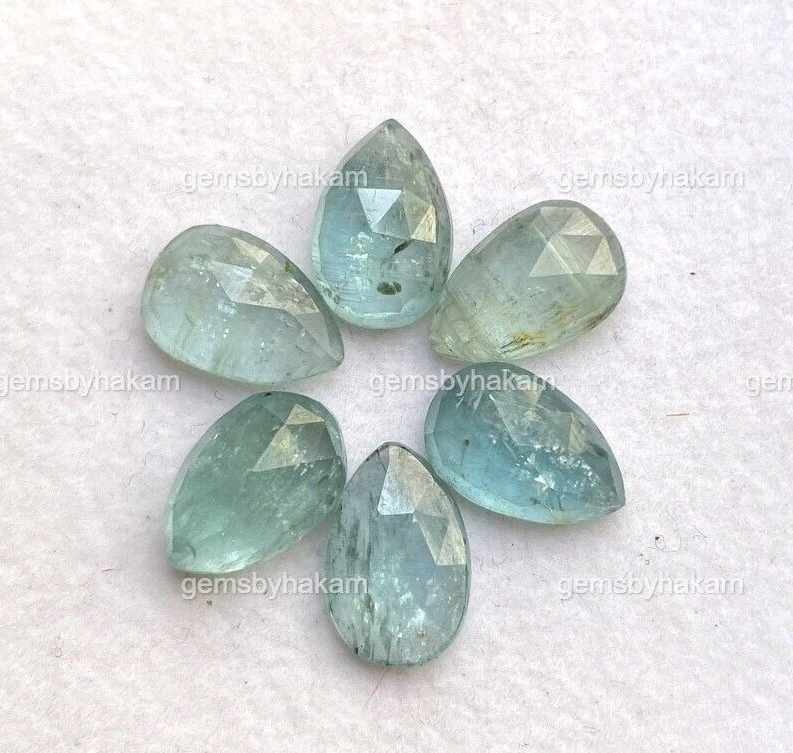 Pear Shape Kyanite Gemstone Rose Cut Sky Blue Kyanite For Jewelry Making - Image 4 of 4