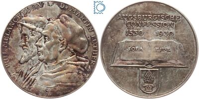 Luther & Melanchthon - Silbermedaille 1930 - 400 Jahre Augsburgische Confession 