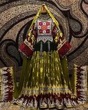 Afghan long Green maro kochi nikkah dress for women