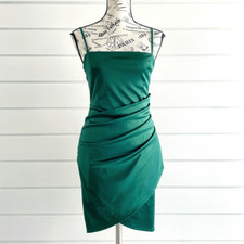 Windsor Women's Green Spaghetti Strap Wrapped In Satin Mini Dress Medium NWT