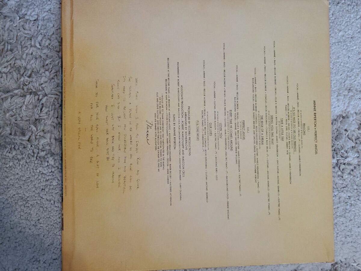 Perfect Angel Minnie Riperton 1974 Vinyl Epic Records 1st Press | eBay Perfect Angel Minnie Riperton 1974 Vinyl Epic Records 1st Press | eBay