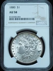 1880 Morgan Dollar AU58 NGC Steely Grey (2 Available)