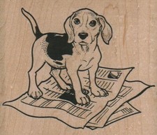 Beagle Dog - Papers 3 3/4 x 3 1/4" Rubber Stamp, Dog Stamp, Dog Lover Stamp