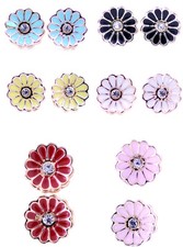 Pretty 0.9cm enamel daisy flower stud earrings, 50s 60s retro, multiple choices