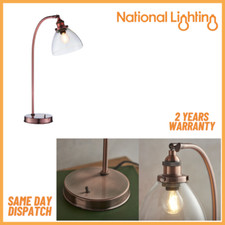 RETRO TABLE Lamp Reading LED Desk Light With Glass Shade-Brass & Copper Light