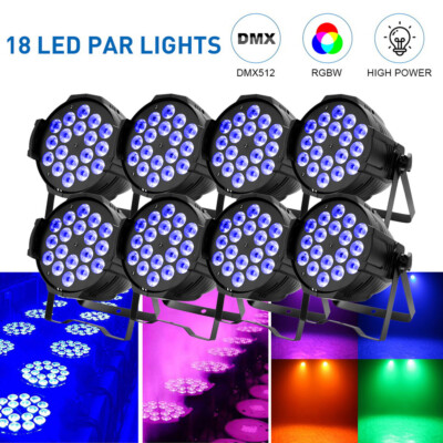8stk 270W RGBW Wash PAR 18 LED DMX Bühnenlicht Lichteffekt Party Show Bar Lampe