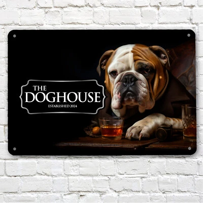 Personalised with any name Bar Sign - British Bulldog V2 A4 Metal Bar Sign - Image 1 of 3