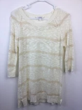 Charming Charlie Women's Large Open Knit Soft Stretchy Beige Sweater