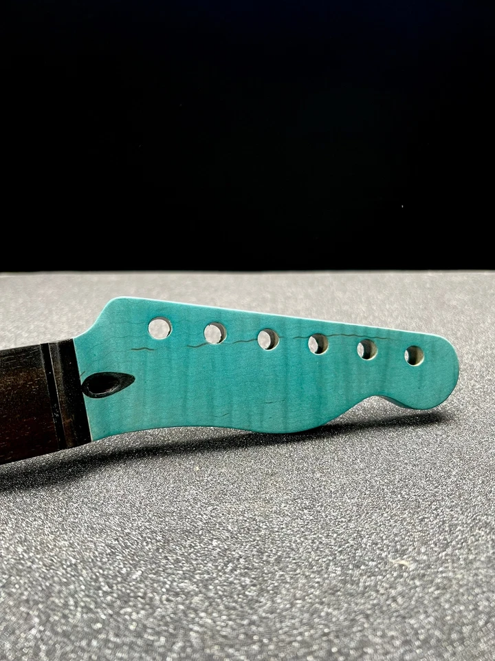 Warmtone Custom Guitars Blue Flamed Maple Tele Style Neck Blue - Image 2 of 4