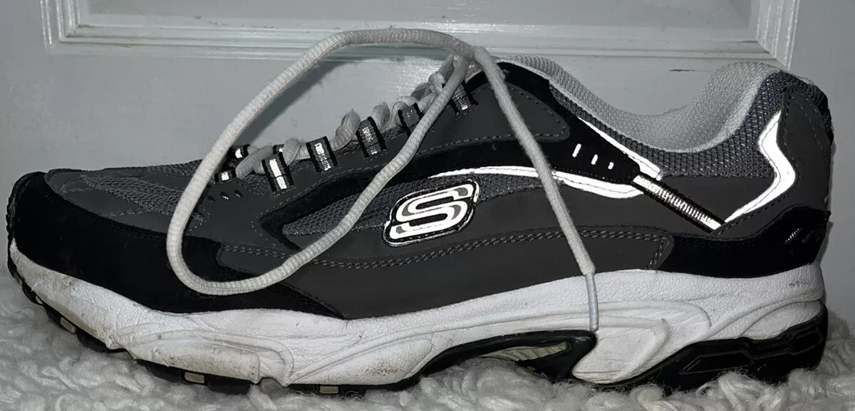 Men s Skechers Shoes 12 Wide 50988EW Gray Black White Stamina