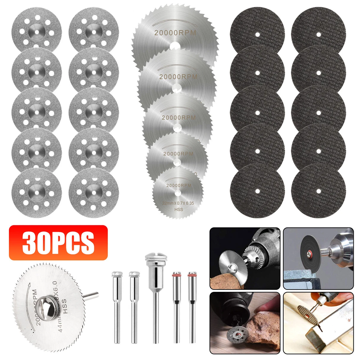 30Pcs Cutting Wheel Set Drill for Dremel Rotary Tool Accessories w