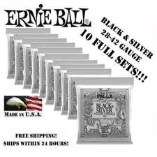 *10 PACK ERNESTO PALLA BLACK & SILVER NYLON CLASSICAL GUITAR STRINGS 2406*