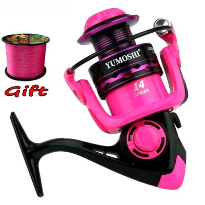 Pink Fly Fishing Reel High Speed 5.2:1Ratio Spinning Fishing Reel with Line Carp