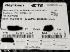 Raychem/TE #12awg Spec 44 TnC XLPA/XLPVDF 150C 2000V Lead Wire White /100ft