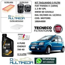KIT TAGLIANDO 3 FILTRI OLIO ORIGINALE SELENIA FIAT PANDA 1.2 BENZINA 44KW 60 CV