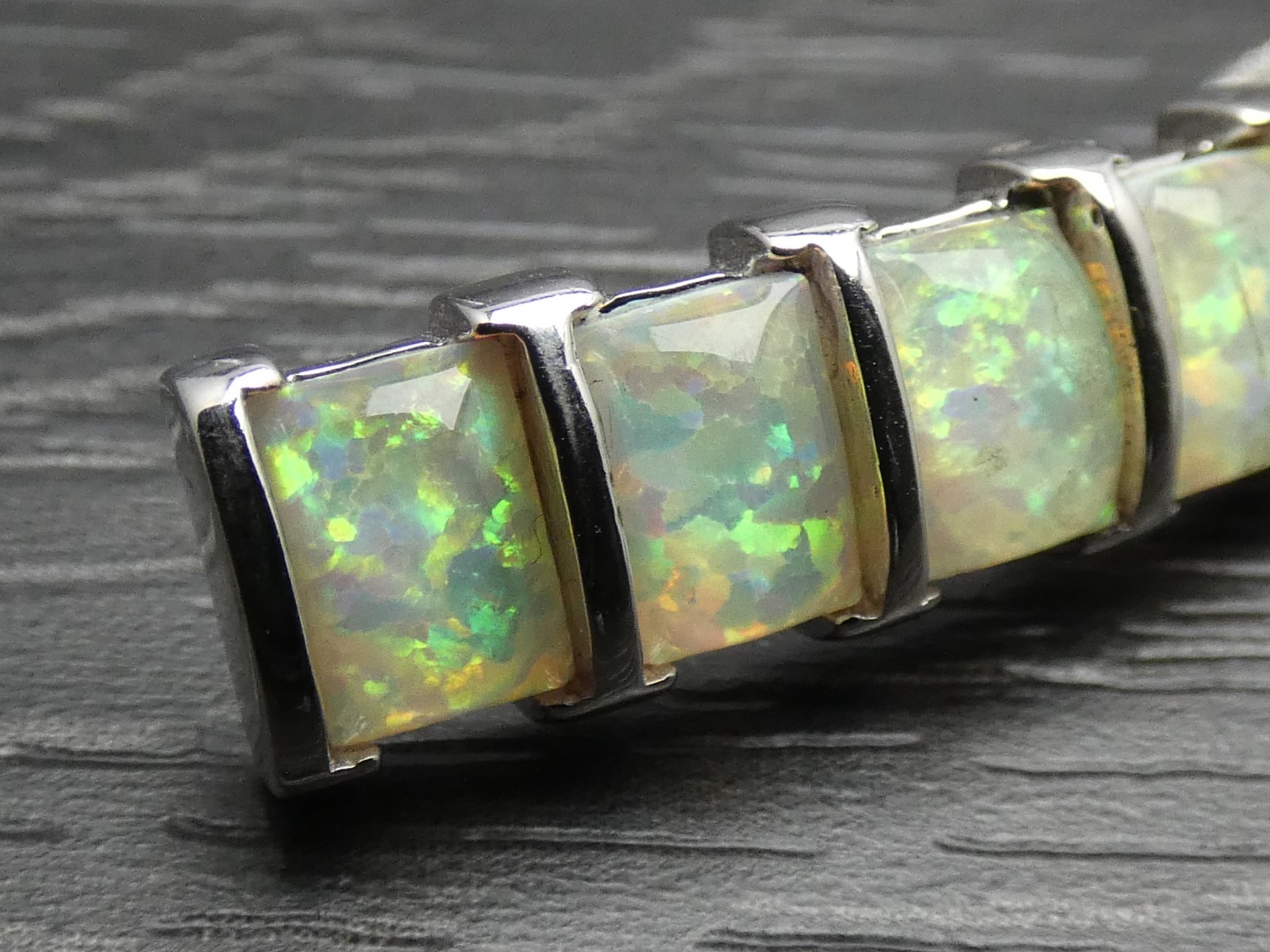 * Sterling Silver Square Rectangle Fire Opal Pend… - image 8