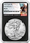 2022 $1 1-oz American Silver Eagle NGC MS70 ER Black Label Retro Core
