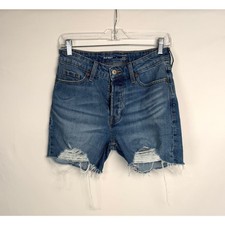 Old Navy High Rise Curvy Jean Shorts Womens 4 Distressed Cutoff Denim Blue