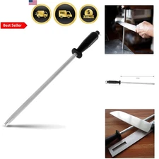 Knife Sharpening Steel 12 Inch Carbon Steel Black Fine Grit Kitchen Tool