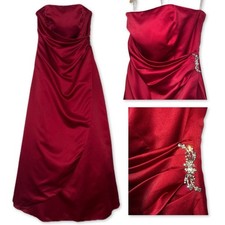 Dark Red Strapless David's Bridal Formal Gown Prom Bridesmaids Gala