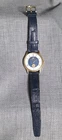 HTF Vintage 1980s Timex Moon Phase  Quartz Watch Blue Leather Wristband Tested
