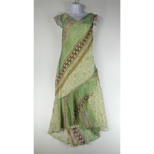 B. Smart Vtg 90s Dress Women 10 Green Floral Midi Cowl Neck Whimsy Fairy Flowy