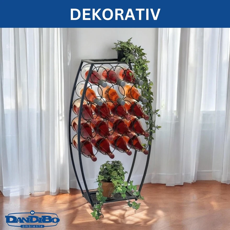 Scaffale per vino in metallo nero in piedi 83 cm 96640 porta vino per 18 bott... - Immagine 4 di 4