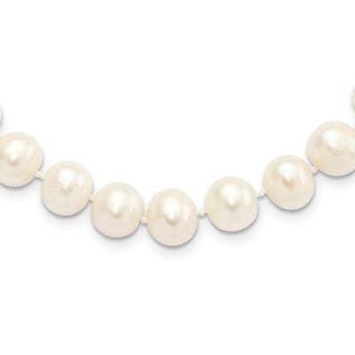 Sterling Silber rhodiniert 9-10 mm weiß fast rund Süßwasserzucht 24 Zoll