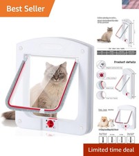 Easy-Install 4-Way Locking White Cat Door for Safe and Convenient Access