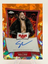 SETH ROLLINS 2025 TOPPS CHROME WWE RED BRAND ORANGE GEOMETRIC AUTO /25