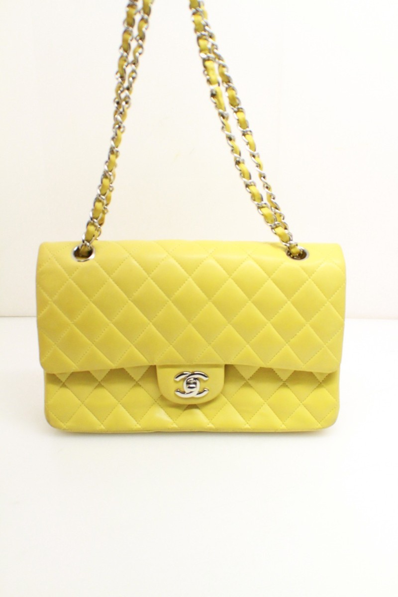 Chanel yellow medium classic double flap shoulder bag | eBay