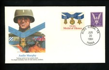 Commemorative Cover US Military Heroes Audie Murphy Blue Ridge TX 1984 Army