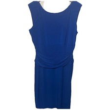  Nine West NWT Dress Regal Blue Ruched Knit Sleeveless Wedding Guest Evening 16