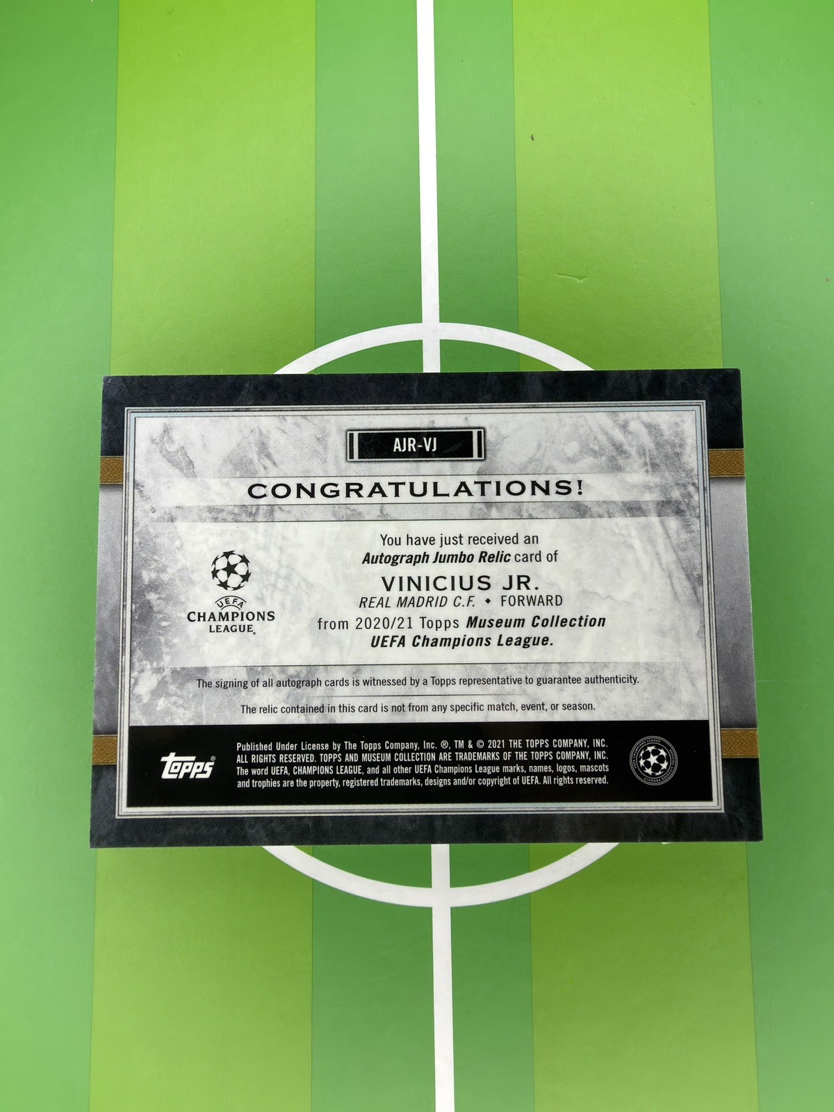 2020-21 Topps Museum UCL Vinicius Jr Auto Jumbo Relic /75 #AJR-VJ Real Madrid view 8
