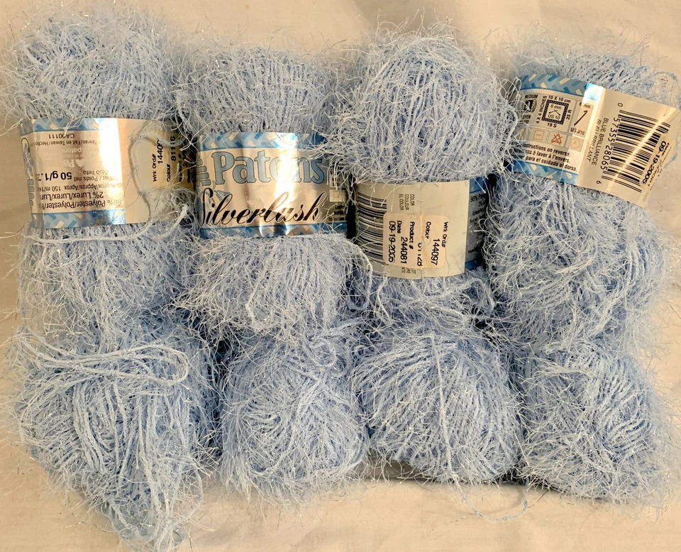New lot Patons Silverlash Eyelash Yarn Blue Brilliance 1.75 Oz ea over 1250 yd - Image 4 of 4