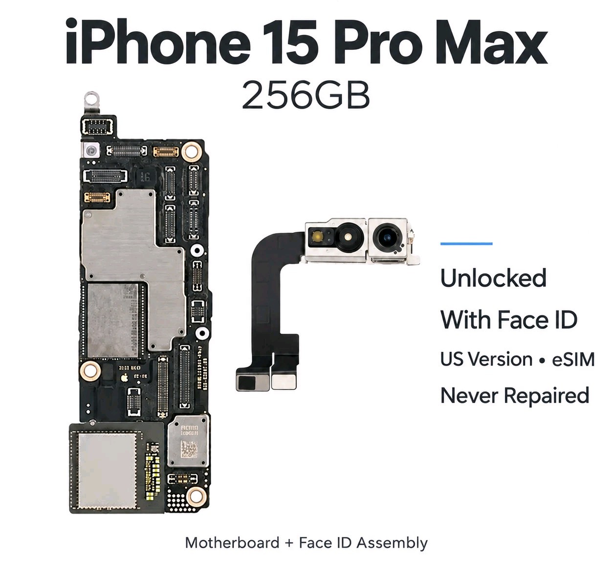 iPhone 15 Pro Max 256GB Unlocked NEW Motherboard Logic Board w/ Face ID E-SIM US