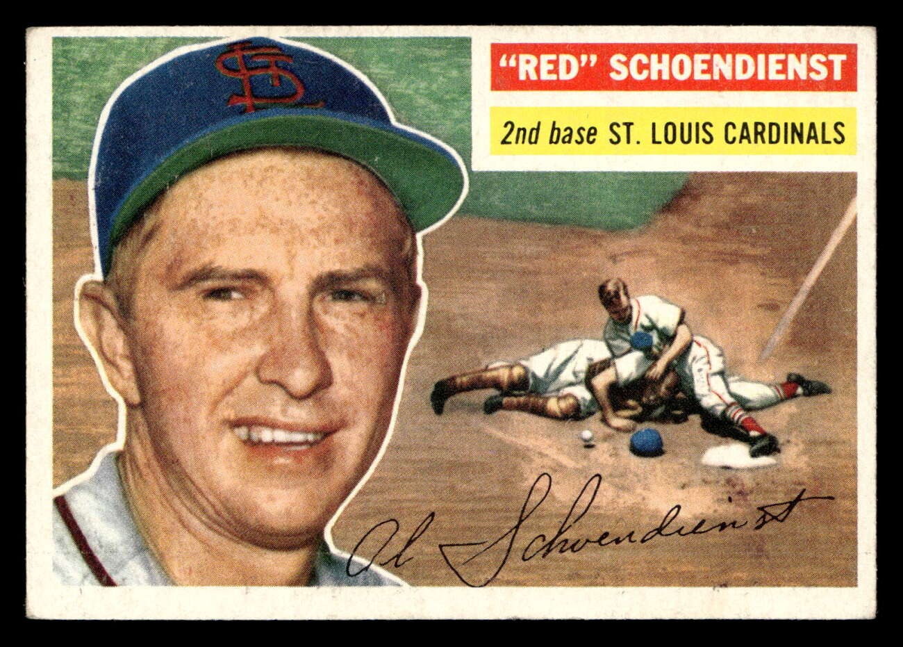 1956 Topps #165A Red Schoendienst Grey Backs Excellent+ Cardinals Grey ID:410490