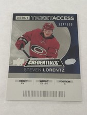 2021-22 Upper Deck Credentials Debut Ticket Access Steven Lorentz Blue /999 #70