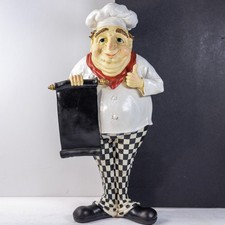 Decorative Chef Polystone Resin Figurine Holding a Chalkboard Menu Board 13.75"