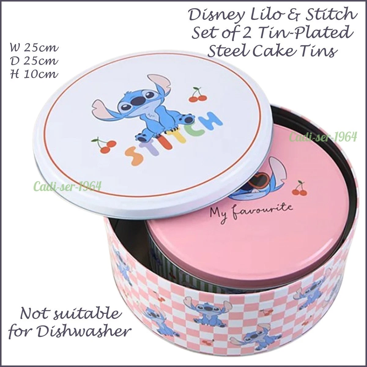 Disney Lilo & Stitch Cake Tins Set of 2 Tin Plated Steel Cake Tins NEW