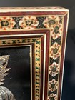 Vintage Persian Handmade Copper Metalwork Bird Art Khatam Inlaid Frame  — photo 4