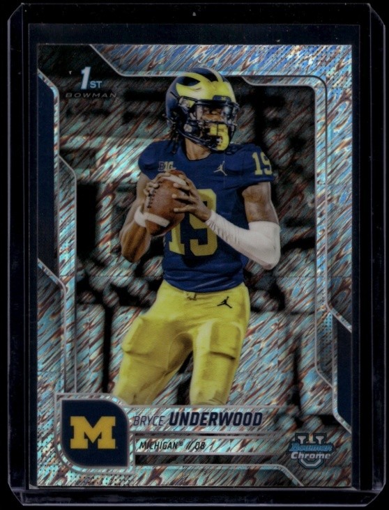 2025 Bowman Chrome University Football Bryce Underwood #196 Shimmer Refractor