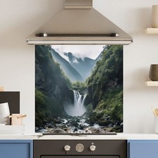 Image of Premium Various Size Waterfall Landscape 6mm Glass Toughened Kitchen Splashback