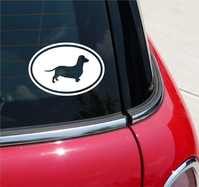 Euro Dachshund Dachshunds Doxie Dog Graphic Decal Sticker Car Oval NOT Two Color