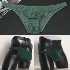 Breathable Ice Silk Briefs for Men Lowrise Underwear with Seethrough Pouch