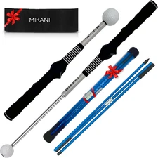 Mikani Retractable Golf Swing Training Aid - Click Stick Swing Training with Gol