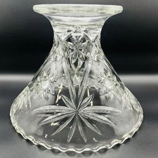 VTG Anchor Hocking Prescut  Clear 8" Tall Pedestal Base Punch Bowl Stand Riser