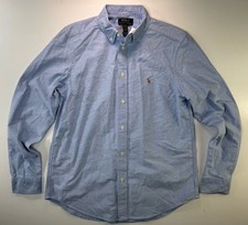 NWT Polo Ralph Lauren Big Boys Cotton Oxford Shirt Light Blue Size XL 18-20