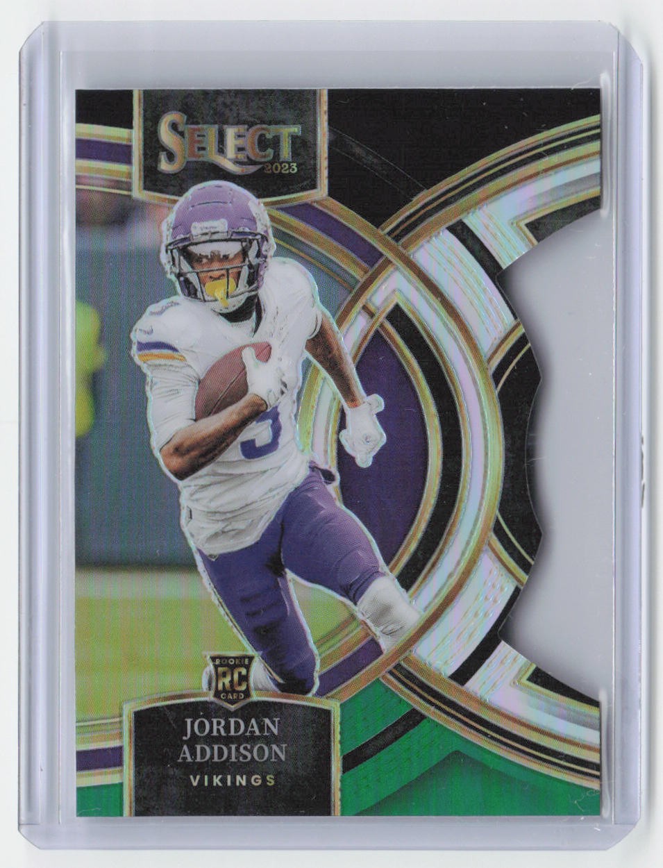 Jordan Addison 2023 Panini Select Black & Green Prizm Die Cuts #194 Vikings RC